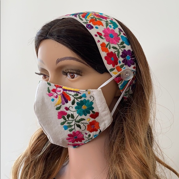 Combo Face Mask and Headband with Buttons for Mask - Picture 4 of 9